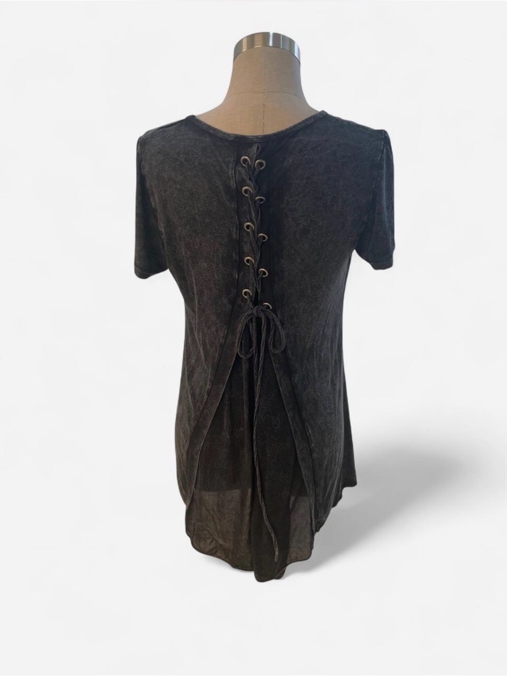 Grunge goth Back Lace-Up Short Sleeve Top